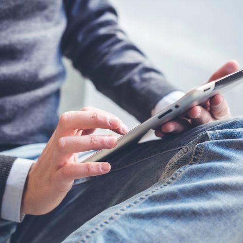 Man on Tablet Man on Tablet